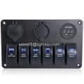 6 Gang Rocker Switch Panel / Tomada de cigarro / Painel de carregador USB para Marinha / Barco